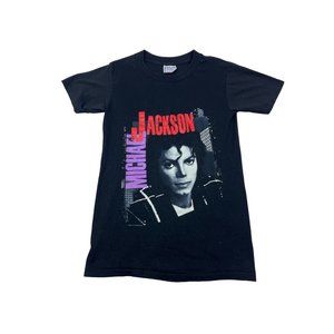 Vintage 80's Michael Jackson Bad Tour Black Women's T-Shirt Size S